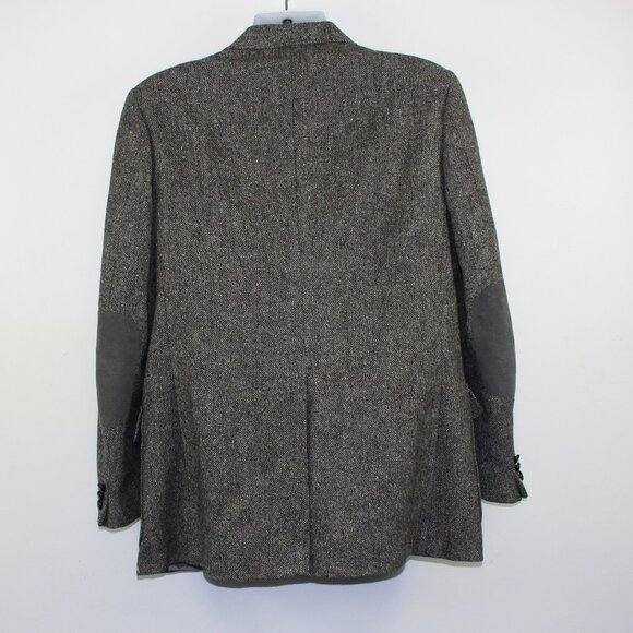Vintage Joseph Hoyle Tweed Grey Blazer Jacket Elbow Patches (44 R) - Picture 2 of 10